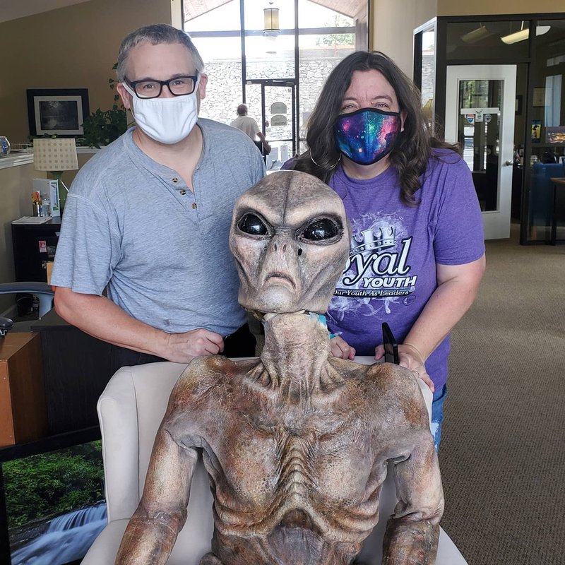 We love when visitors want to see our alien! The alien is a movie star from a film about the Brown Mountain Lights and is featured on Roadtrip America. The visitors center is open for business! We hope you come in to find out about what's happening in B